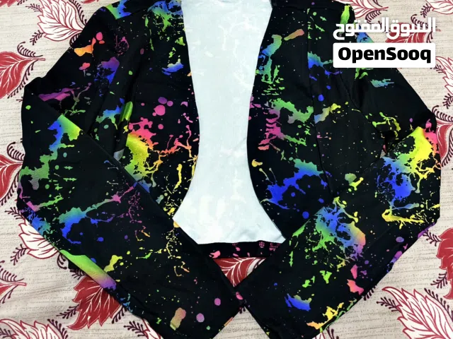 SHEIN Splatter Paint Open Front Blazer