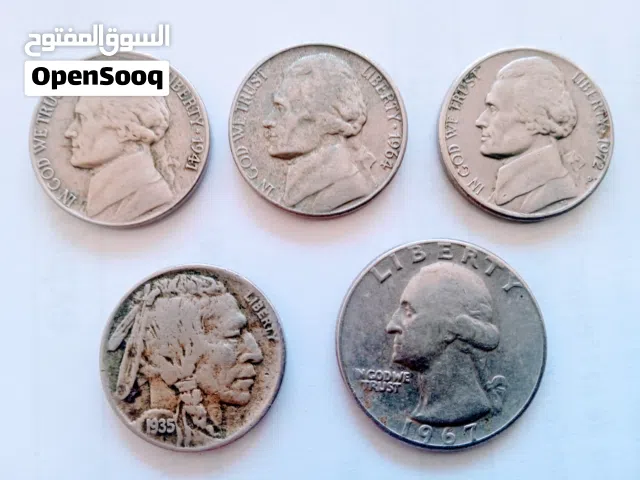 عملات معدنية انتيك من النيكل و البرونز للدولار الامريكي (5سنت) للرئيس طوماس جيفرسون