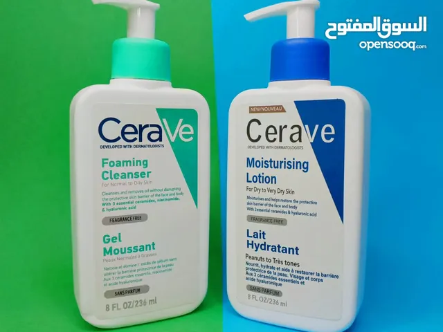 *غسول Cerave الاخضر*  *يعمل على تنظيف البشرة بشكل عميق*   *لوشن Cerave الازرق*