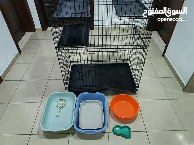قفص قطط كبير  Cat cage صحن طعام كبيره  كامل معدات للقطط