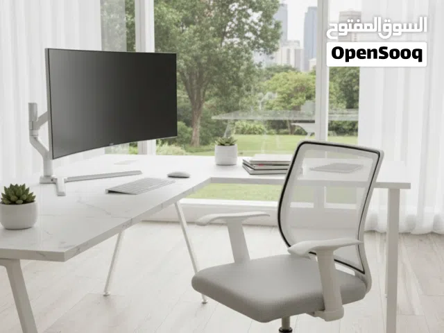 كرسي مكتبي شبك مريح ومتين عظم ابيض