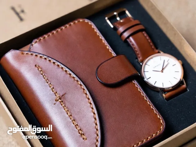 ساعة جلد اصلي يدوي