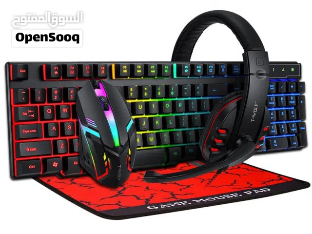 مجموعة كت جيمنج R8 RGB BLACK KIT (كيبورد+ماوس+باد+سماعة)
