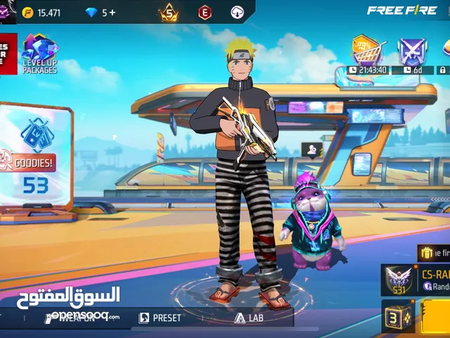 حساب فري فاير فيه سكن ناروتو و سكن مطور الحساب بجنن كثير وماعليه كلام الموقع العقبة
