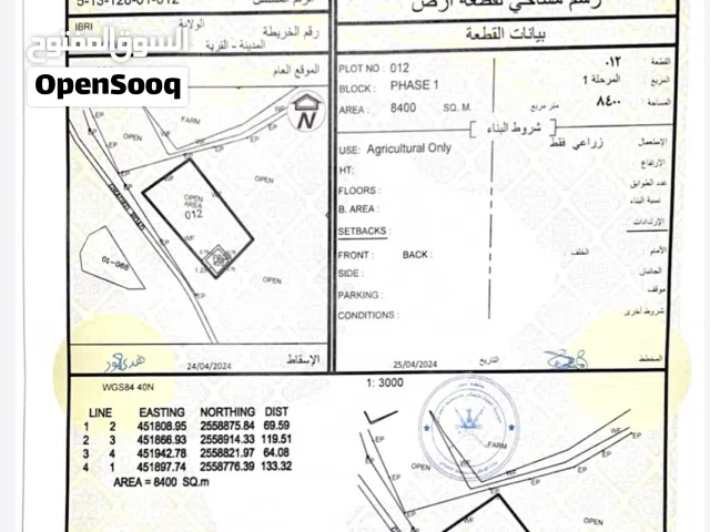 للبيع ارض زراعية تحت شارع من جهتين