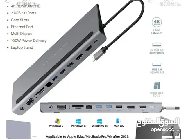 Powerology 11 in 1 Multi Display USB C Hub And Laptop Stand (Brand New) Stock