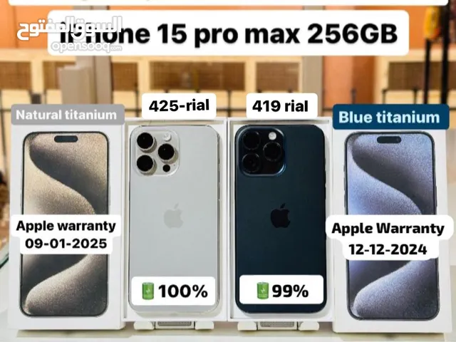 iPhone 15 Pro Max 256 GB - Natural Titanium, Blue Titanium - Warranty Pieces - with 99%,100% BH