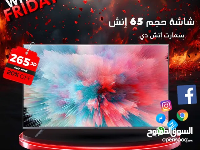 شاشة 65 انش سمارت فوركيه اندرويد حمالة حائط واشتراك مجانا
