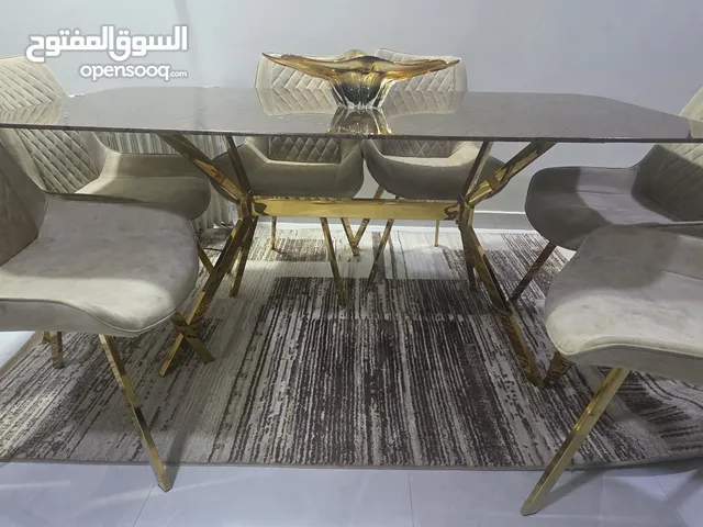 طاولة سفرة 6 مقاعد رخامي