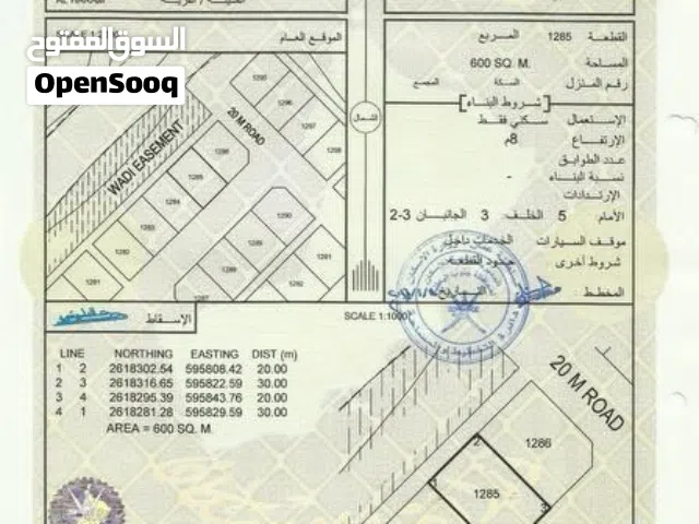 ارض سكني للبيع في بركاء  الهرم