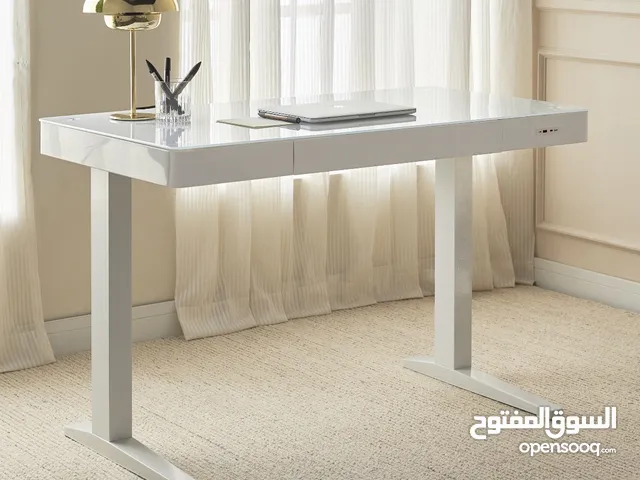 Office smart desk with wireless charging and Bluetooth speakers