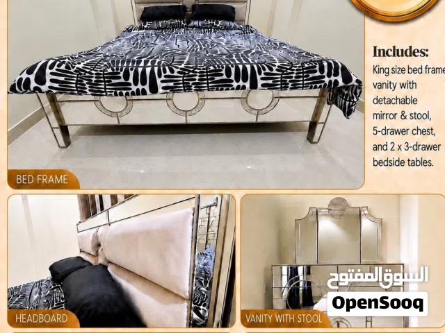 Luxury Mirrored Champagne Gold Bedroom Set - Negotiable