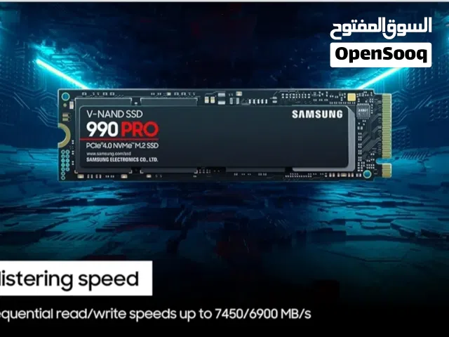 هارد سامسونج الغني عن التعريف SSD Nvme m.2 990 Pro Gen4 ذاكرة 2 تيرا بايت استعمال مرة واحدة فقط