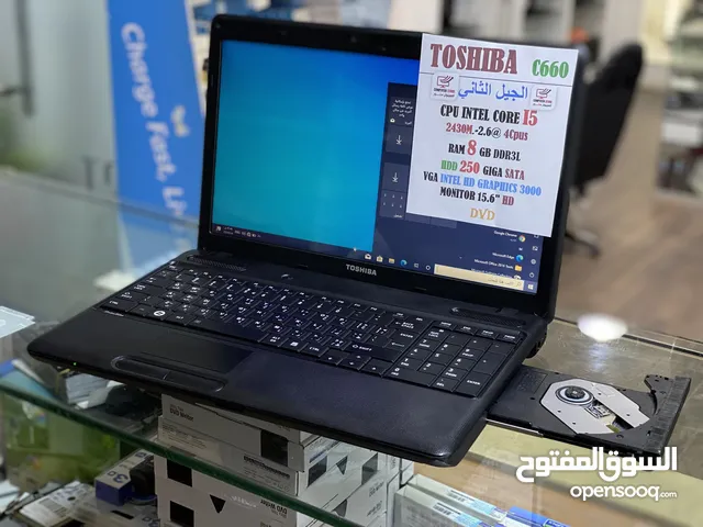 توشيبا كور5 رام8ج هارد HDD250 شاشه 15.6 ممتاز لاعمال المكتبيه و منظومات