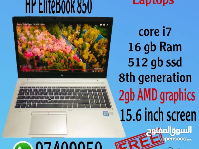 HP 850-2GB AMD GRAPHICS-8TH GENERATION-CORE I7-16GB RAM-512GB SSD-15.6"