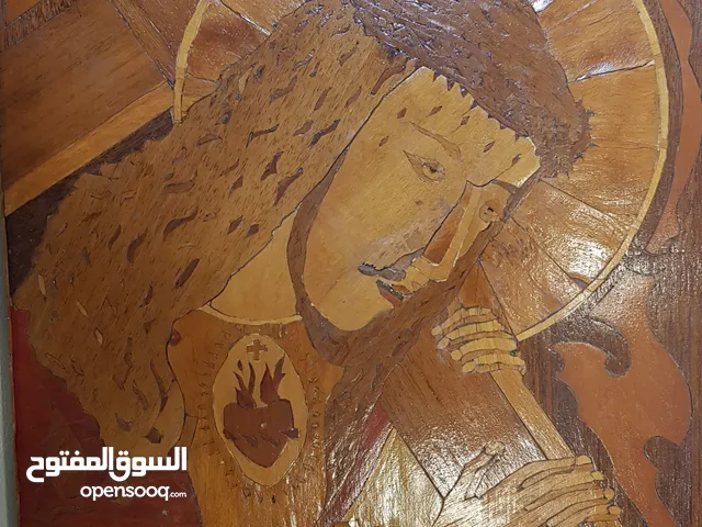 Wood inlaid panel for jesus لوحة خشبية مطعمة ليسوع المسيح