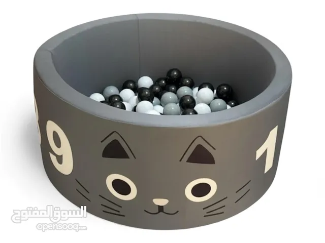 Jaciks Grey Playful Cat & Numbers Round Ball Pit With 200 Balls