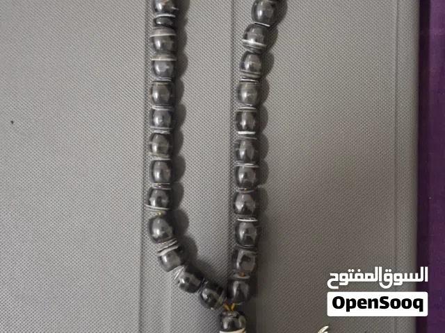 مسباح جزع عقيق يمني أسود طبيعي natural black yamani agate misbah beads