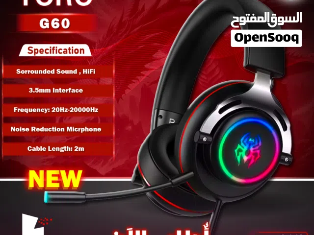 سماعات رأس وأذن يورو سلكية جيمنغ مضيئة Yoro RGB Light Gaming G60 headset RGB Light 7.1