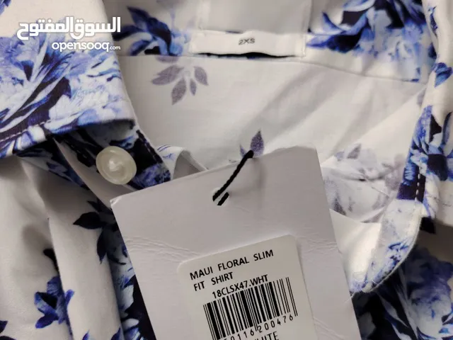 Yd. Designer Maui White & Blue Floral Shirt