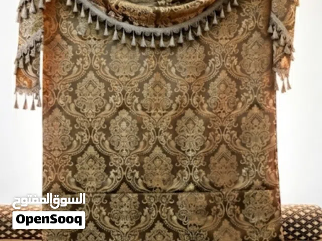 Premium Golden-Brown Damask Curtain for Living Room Luxury Arabic Majlis Curtain Set