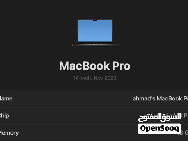 Apple mac book Pro M3 Pro Used Like new