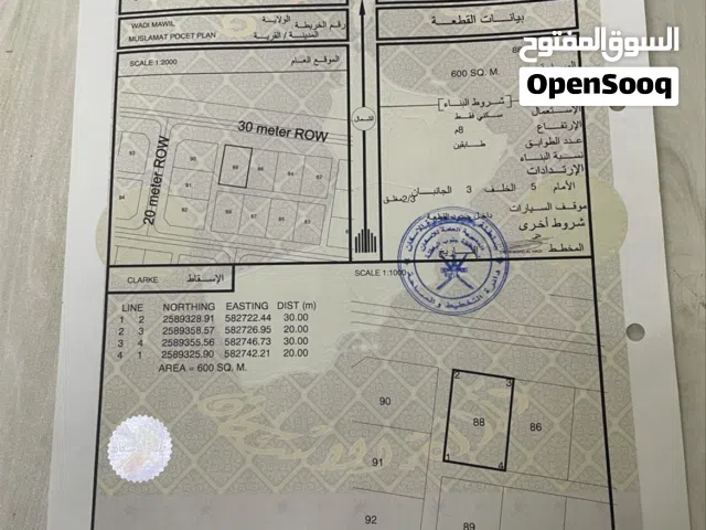 Residential Land for Sale in Al Batinah Wadi Al Ma'awal