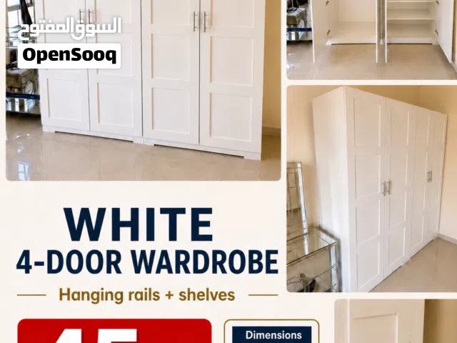 Custom White 4-Door Wardrobe – 2m Wide