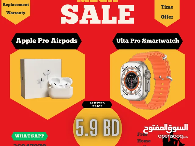 Smartwatch ultra Pro and Airpods Pro available