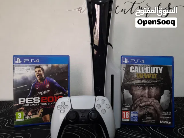 PS5 Slim Disc Edition + 2 Games (PES 2019 & Call of Duty WWII) – Excellent Condition