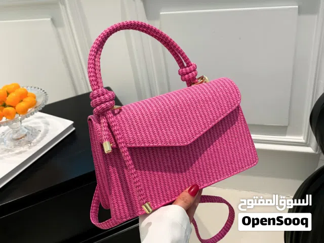 Pink Women’s Woven Handbag (small totebag)– Elegant Straw-Style Shoulder & Hand Carry Bag