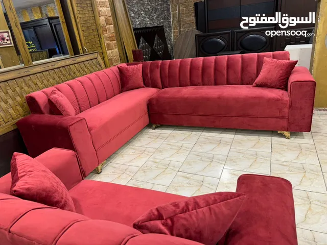 طقم كنب نظام أمريكي راقي جداً ، قماش شاموا مخمل فاخر استخدام بسيط جداً بحال الوكال