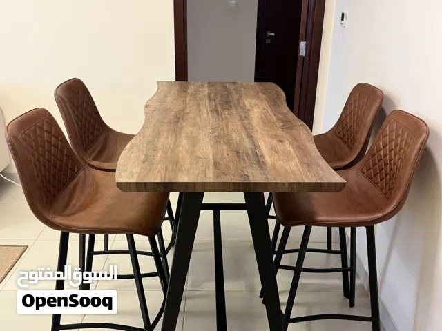 Industrial Bar Height Dining Table with 4 Matching Bar Stools
