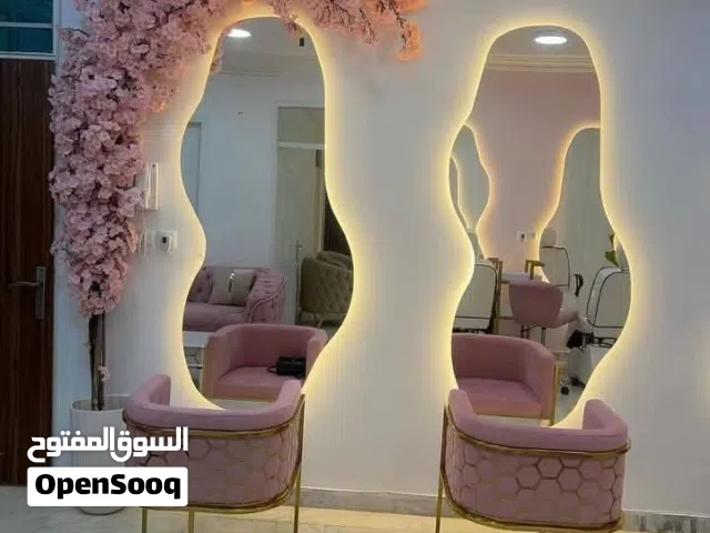 حجير تفصيل مرايا مضيئة لأناقة منزلك و ديكور فاخرة وإضاءة مخفية أشكال هندسية مميزة وأسعار منافسة..