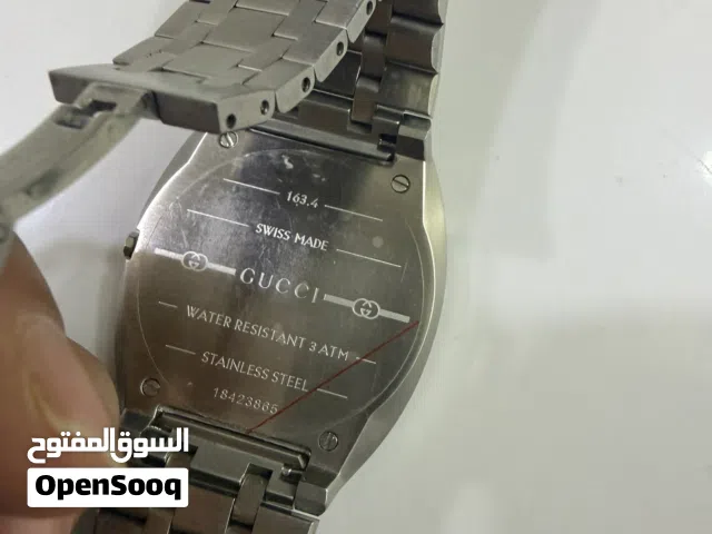 ساعه Gucci رجاليه اصليه سويسريه ستانلس ستيل