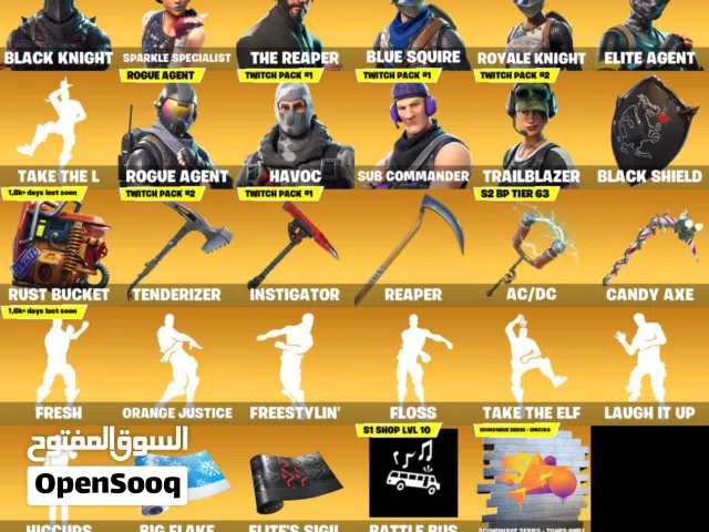 حساب فورت نايت بيه شيطون وحزمة تويتش النادرة ورقصة فريش 171 سكن  مكاني بغداد الوزيرية