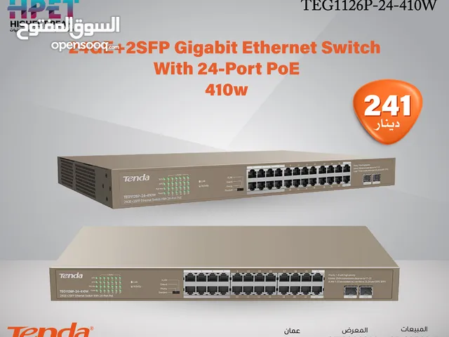 Tenda TEG1126P-24-410W محول إيثرنت 24GE+2SFP مزود بـ 24 منفذ PoE