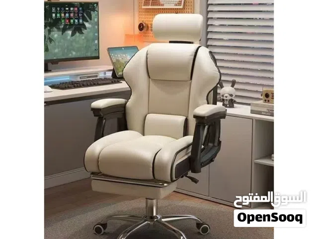 كرسي مدير فخم جلد ريكلاينر بقاعدة كروم متينة و عجلات