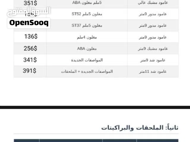 أعمدة كهرباء جديدة بكافة الأحجام