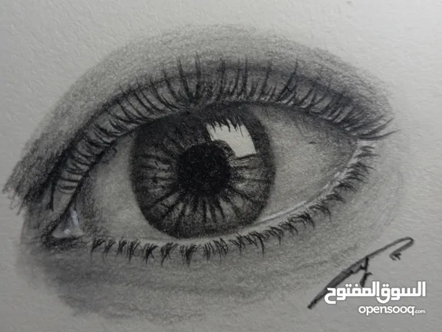 رسمة عين واقعية بالرصاص _عمل فني يدوي مميز و مرسوم باحترافية