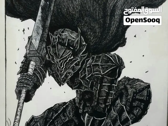 رسمتي من انمي بيرسيرك متاحة للبيع رسمه واحدة فقط مع إطار، الأبعاد  42×29 cm حجم A3