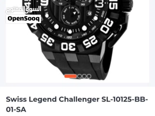 Swiss Legend من طراز Challenger باللون الأسود .......  المميزات: تحتوي على قرص كرونوغراف (عداد وقت)