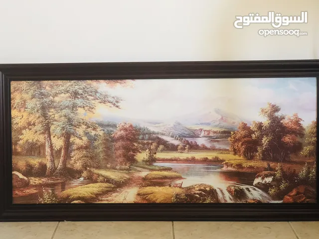 Beautiful landscape scenery poster painting with frame