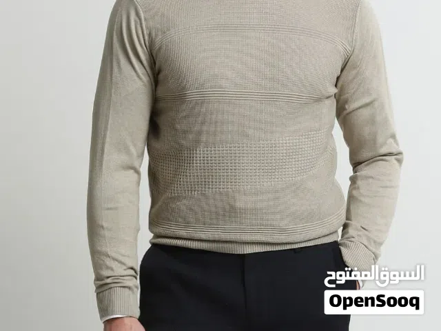 سويتر محبوك من مزيج القطن بنقشة بيج