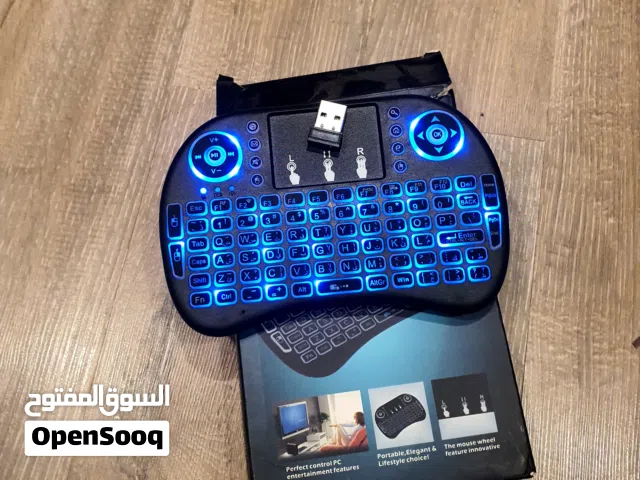كيبورد وماوس 1×2 وايرليس i8 ميني بالإضاءة - جديد بالكرتونة لغة عربية و انجليزي شاشة والـ TV Box