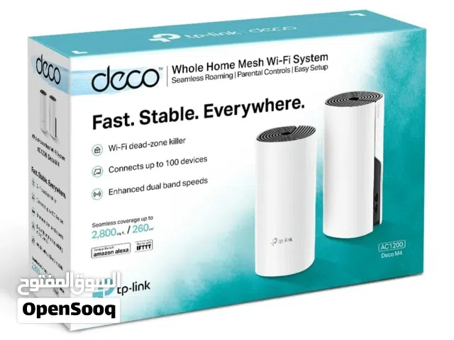 راوتر تي بي لنك ديكو M4 (سيت قطعتين)  AC1200 TP-Link Deco M4 AC1200 2-Pack Whole Home Mesh Wi-Fi 5 S