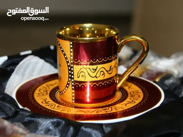 طقم فناجين قهوة خمري مذهب فاخر Golden coffee cups set