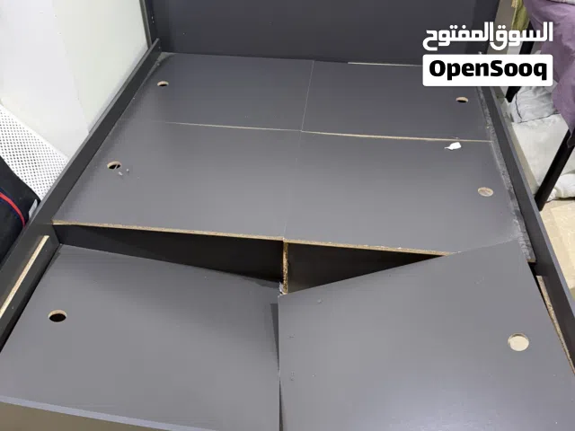 Queen size storage bed frame with headboard - dark grey