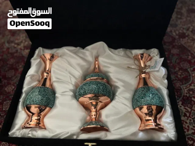 طقم نحاس إيراني مطعّم بفيروز طبيعي