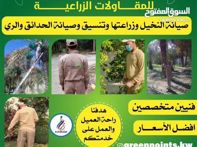 زراعة وتنسيق الحدائق والنخيل توريد الزهور صيانة الحدائق والري